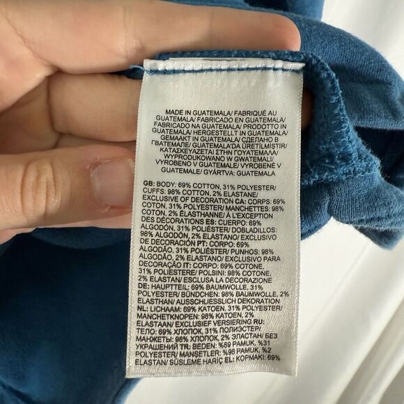 North Face Hoodie Girls XL Blue Pockets Pullover Cotton Blend - Picture 7 of 10